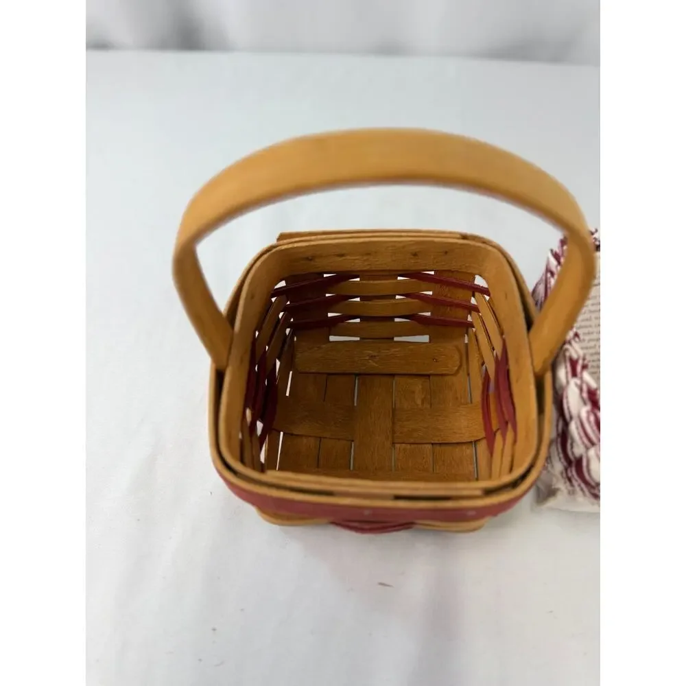 1991 Longaberger Sweetheart Basket Red/White Stripe Liner & Protector Vintage